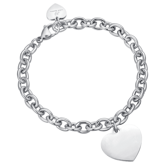 BRACCIALE DONNA PERSONALIZZATO IN ACCIAIO CON CUORE MAGLIA CATENA Luca Barra