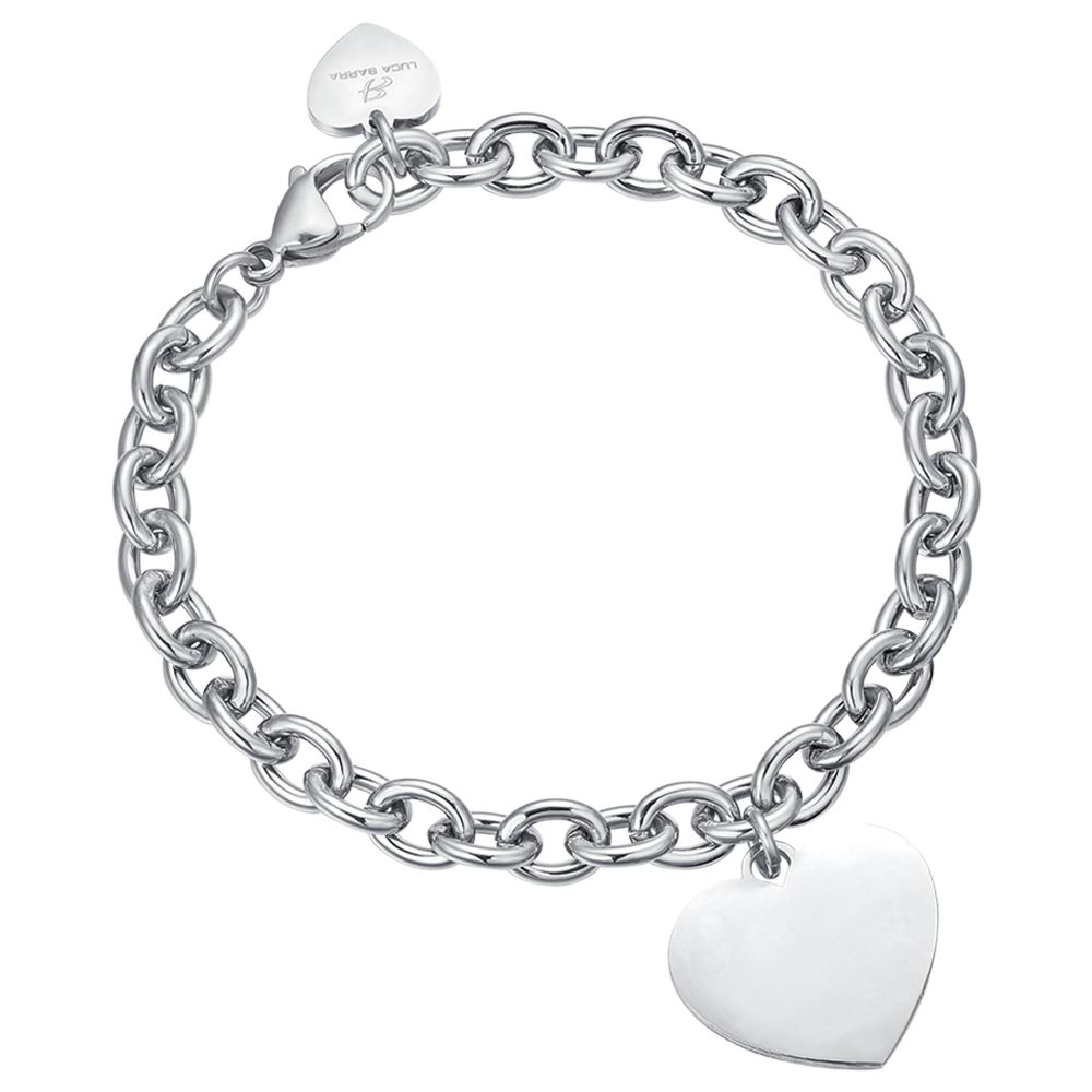 BRACCIALE DONNA PERSONALIZZATO IN ACCIAIO CON CUORE MAGLIA CATENA