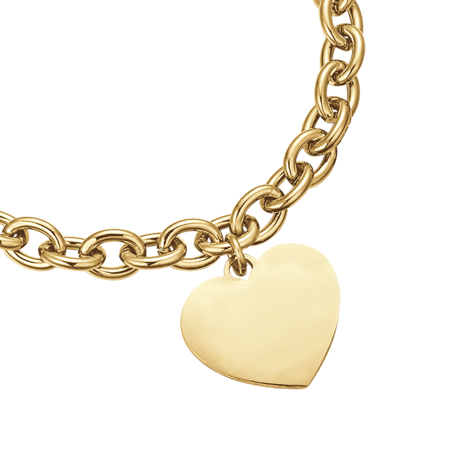 BRACCIALE DONNA PERSONALIZZATO IN ACCIAIO DORATO CON CUORE MAGLIA CATENA Luca Barra