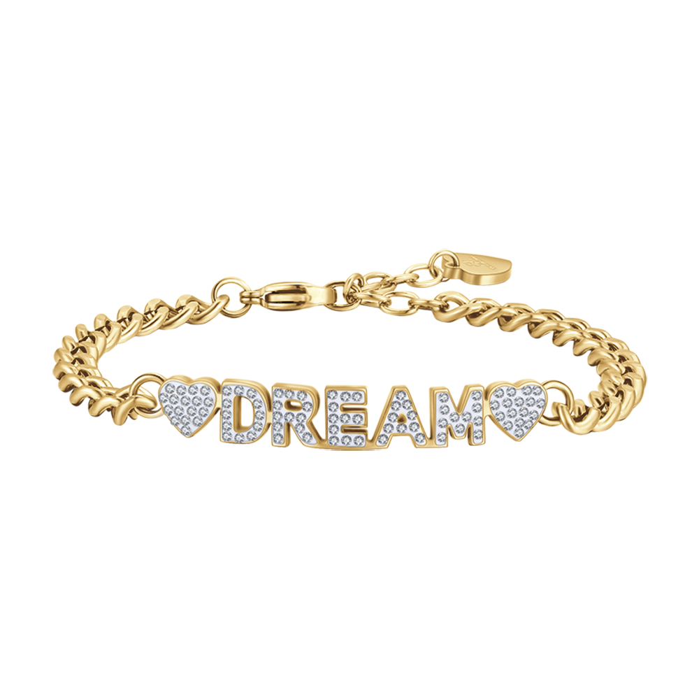 BRACCIALE DONNA IN ACCIAIO DORATO DREAM CON CRISTALLI BIANCHI