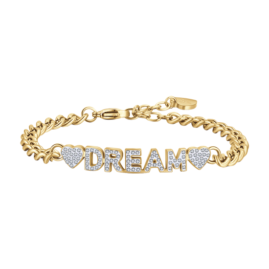 BRACCIALE DONNA IN ACCIAIO DORATO DREAM CON CRISTALLI BIANCHI