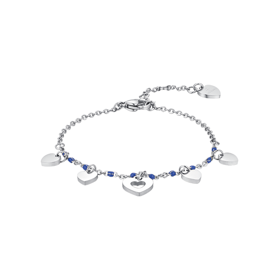 BRACCIALE IN ACCIAIO CON CUORI E PIETRE BLU