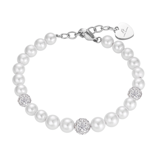 BRACCIALE DONNA DI PERLE CON CRISTALLI BIANCHI