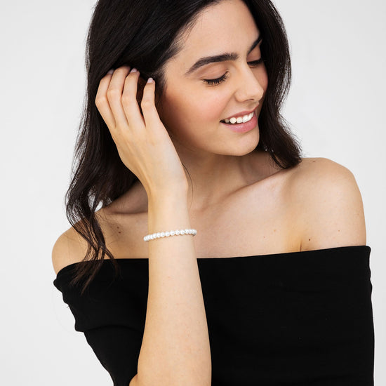 BRACCIALE DI PERLE BIANCHE DONNA