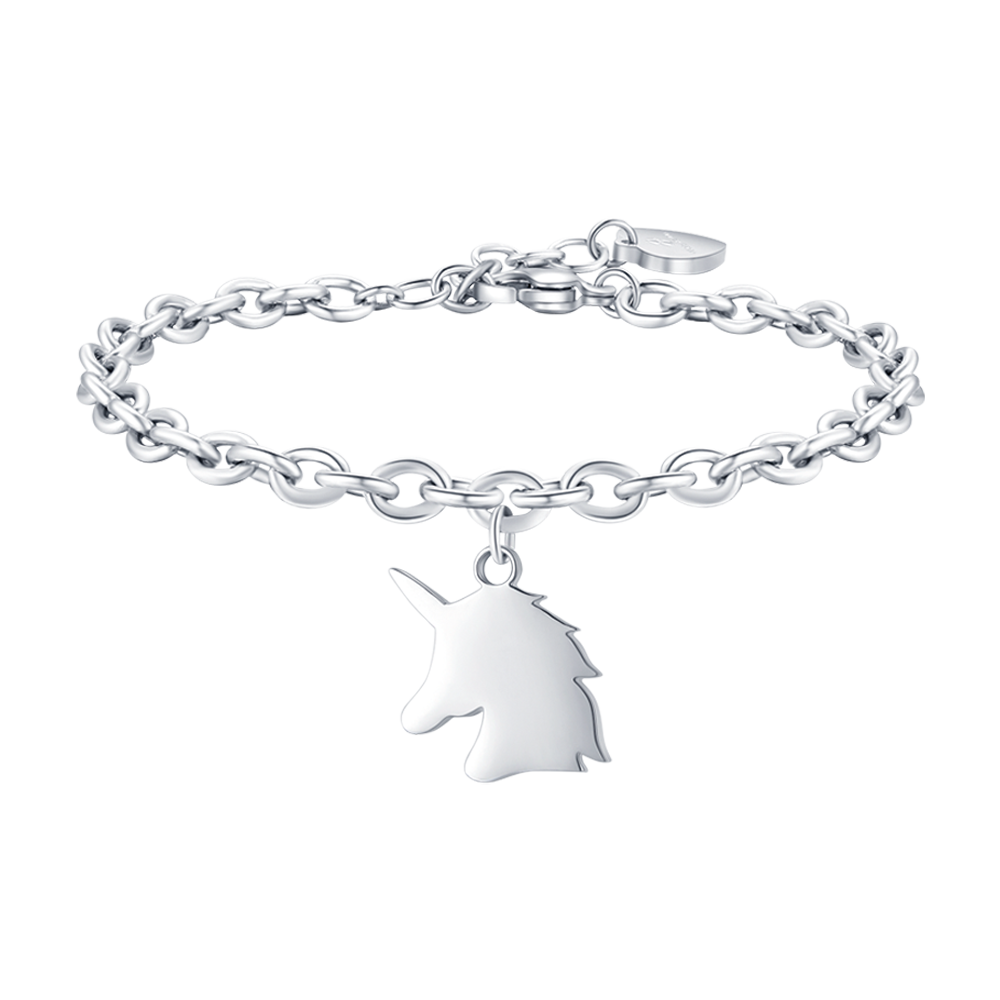 BRACCIALE DONNA IN ACCIAIO CON UNICORNO