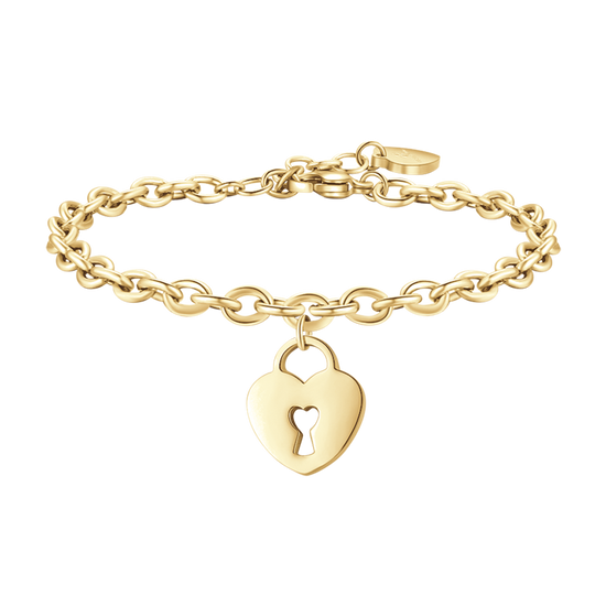 BRACCIALE DONNA IN ACCIAIO DORATO CON CUORE LUCCHETTO