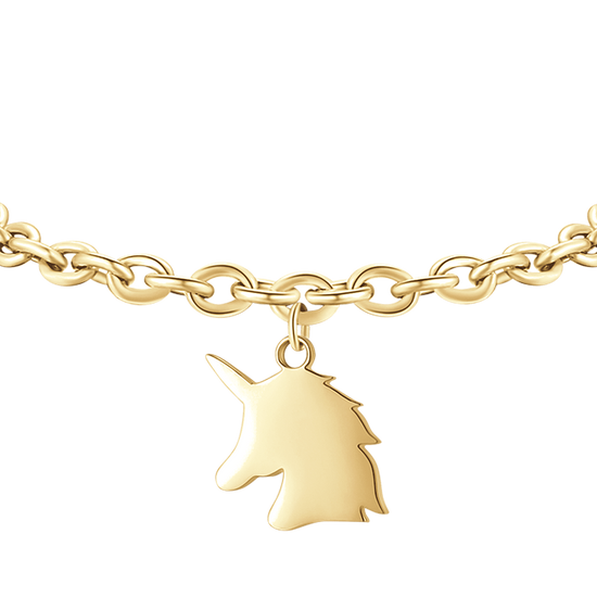 BRACCIALE DONNA IN ACCIAIO DORATO CON UNICORNO