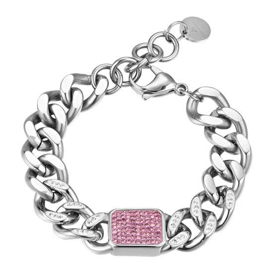 BRACCIALE DONNA IN ACCIAIO CON CRISTALLI FUCSIA