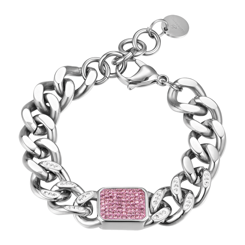 BRACCIALE DONNA IN ACCIAIO CON CRISTALLI FUCSIA Luca Barra