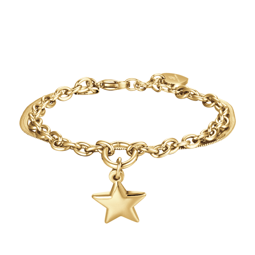 BRACCIALE DONNA IN ACCIAIO IP GOLD CON STELLA E CERCHIO