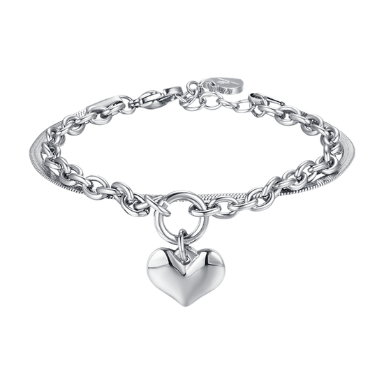 BRACCIALE DONNA IN ACCIAIO IP GOLD CON CUORE E CERCHIO