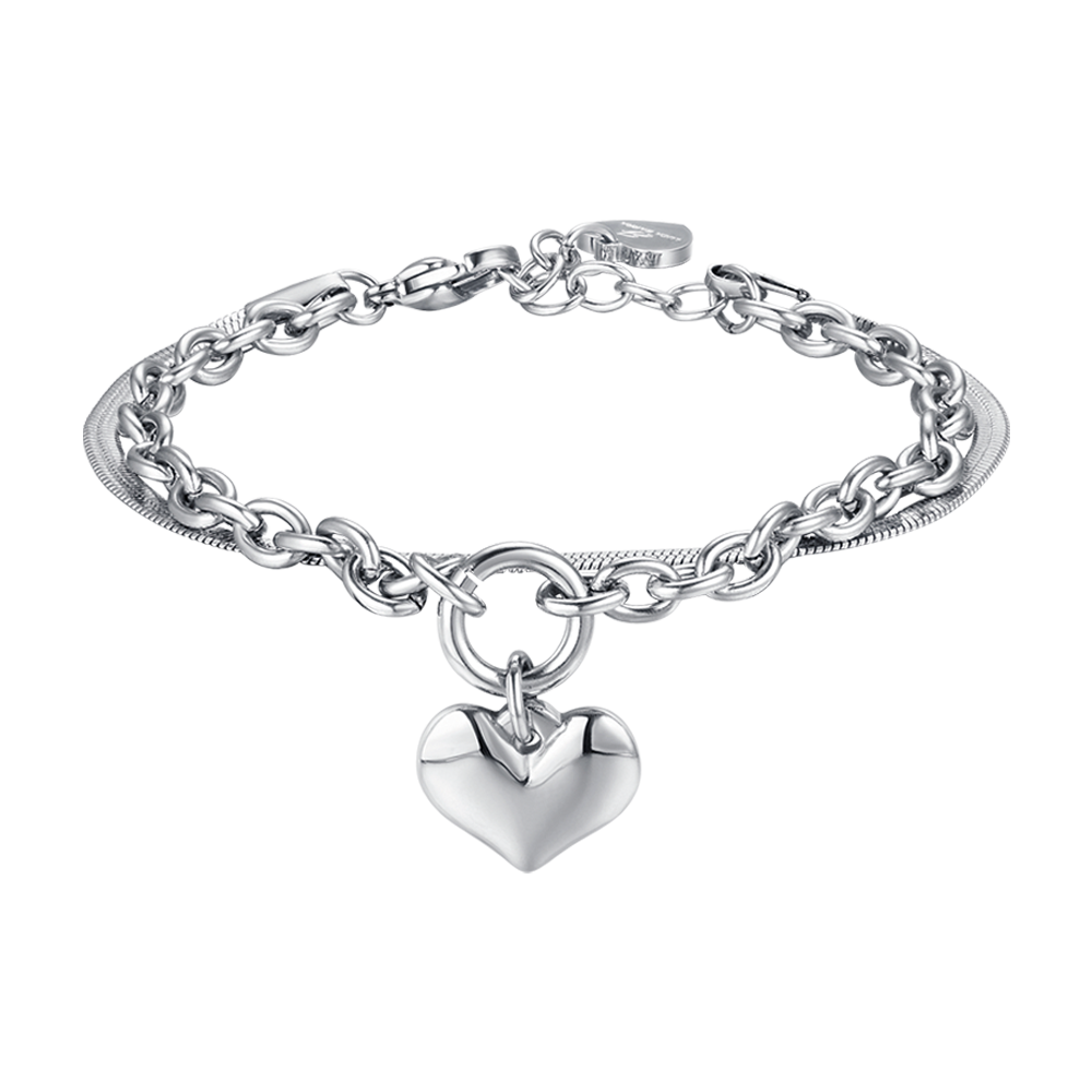 BRACCIALE DONNA IN ACCIAIO IP GOLD CON CUORE E CERCHIO Luca Barra