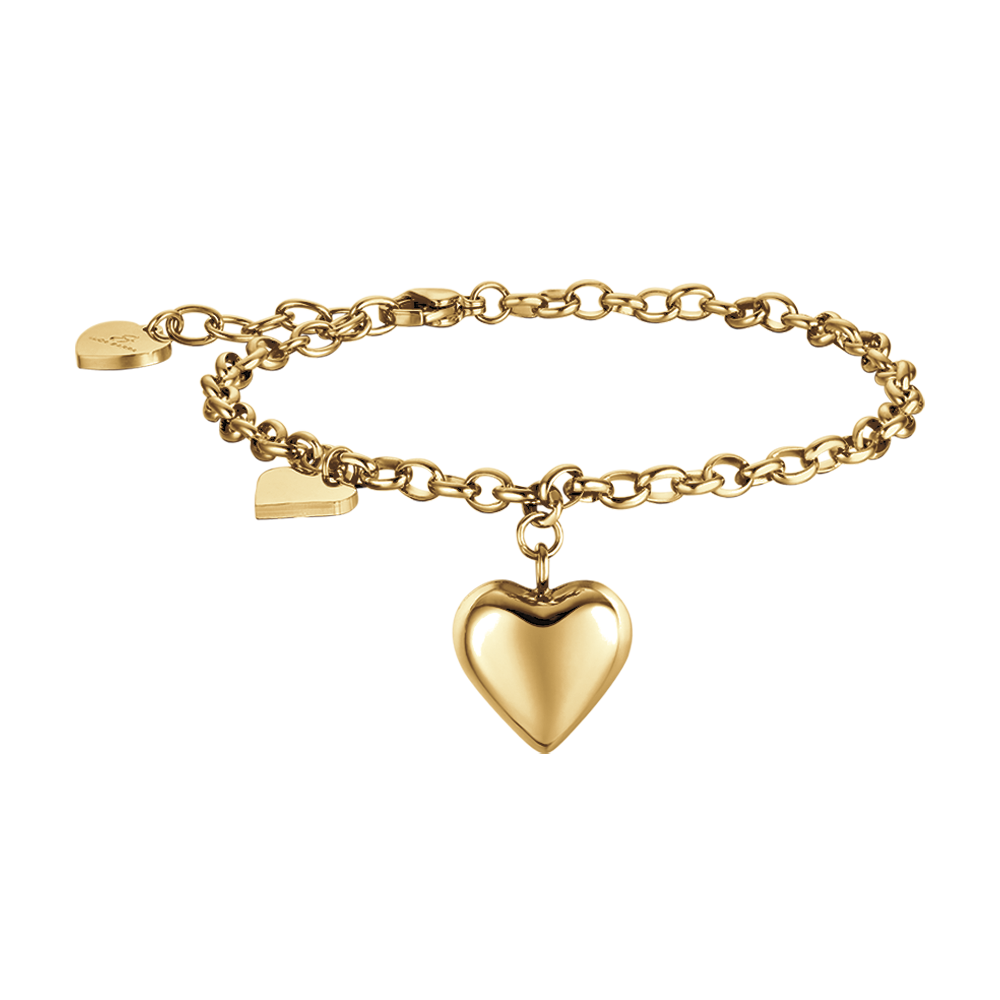 BRACCIALE DONNA IN ACCIAIO IP GOLD CON CUORI Luca Barra