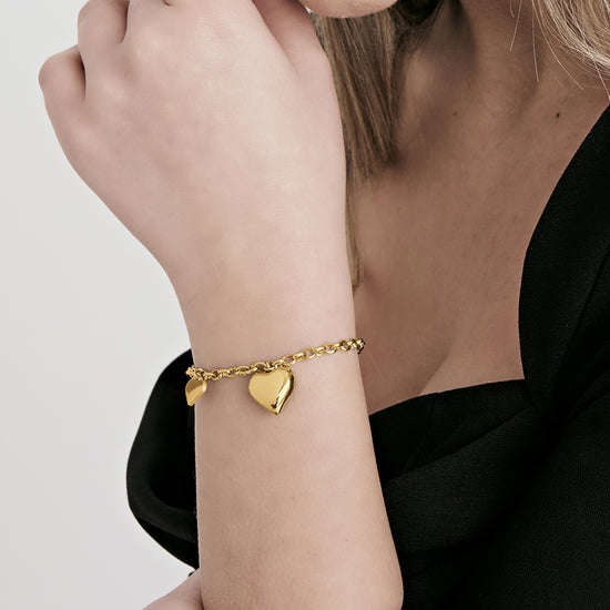 BRACCIALE DONNA IN ACCIAIO IP GOLD CON CUORI