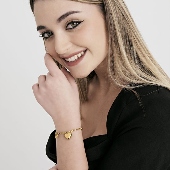 BRACCIALE DONNA IN ACCIAIO IP GOLD CON CUORI