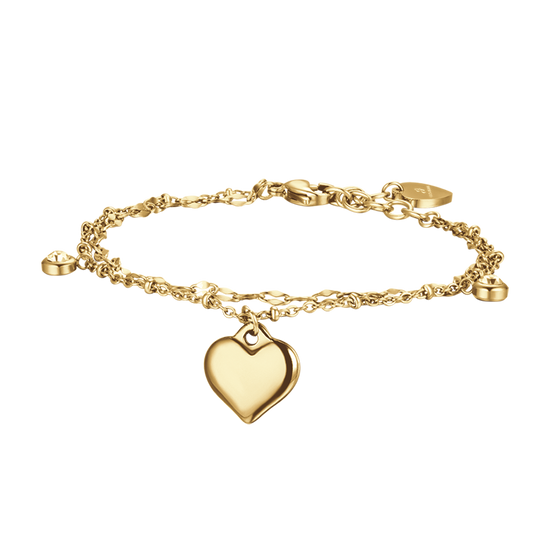 BRACCIALE DONNA IN ACCIAIO IP GOLD CON CUORE E CRISTALLI BIANCHI Luca Barra