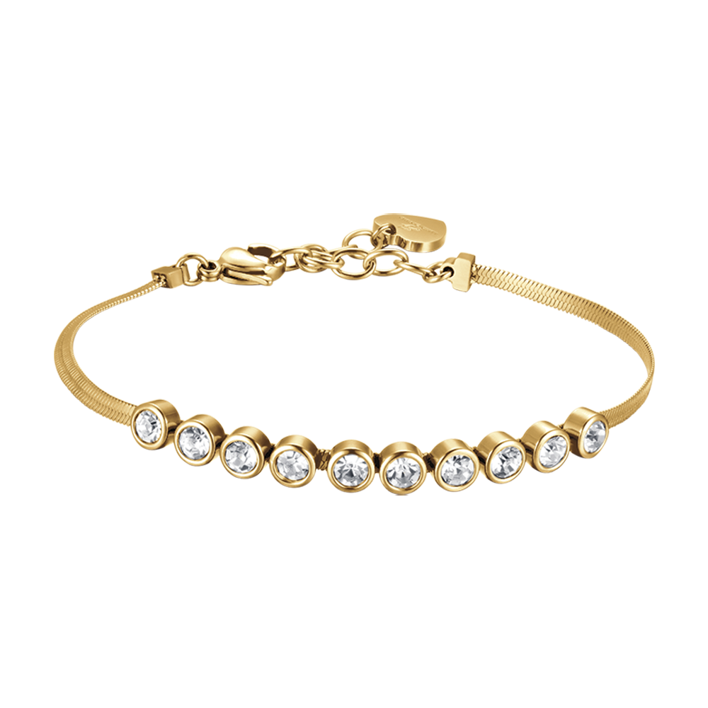 BRACCIALE DONNA IN ACCIAIO IP GOLD CON PIETRE BIANCHE