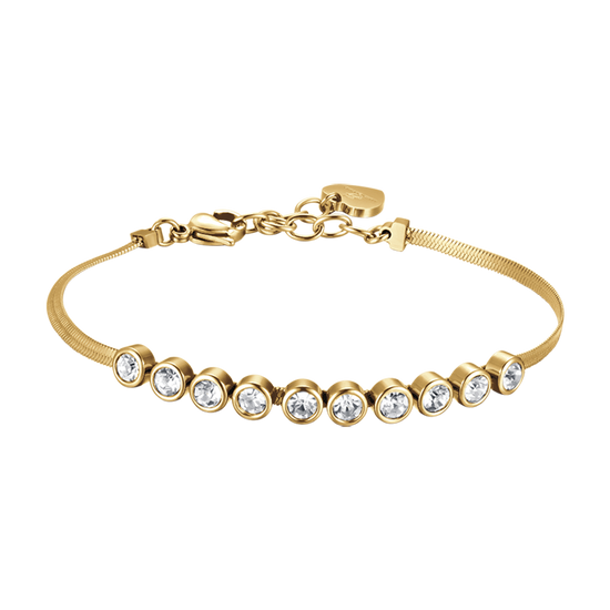 BRACCIALE DONNA IN ACCIAIO IP GOLD CON PIETRE BIANCHE