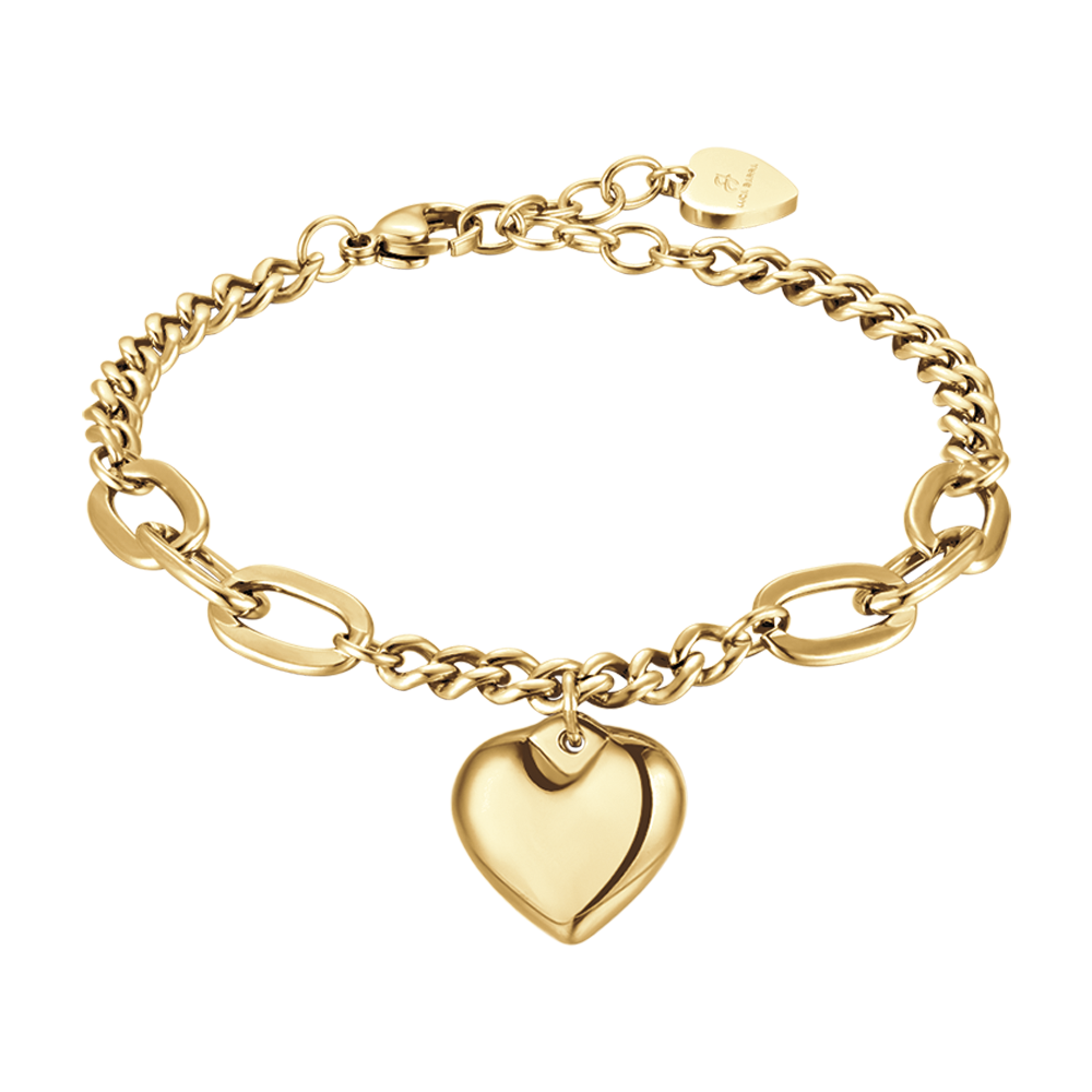 BRACCIALE DONNA IN ACCIAIO DORATO CON CUORE PIENO Luca Barra