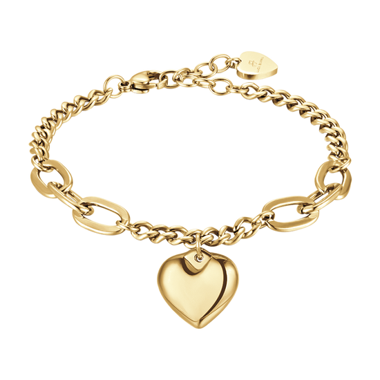 BRACCIALE DONNA IN ACCIAIO DORATO CON CUORE PIENO Luca Barra