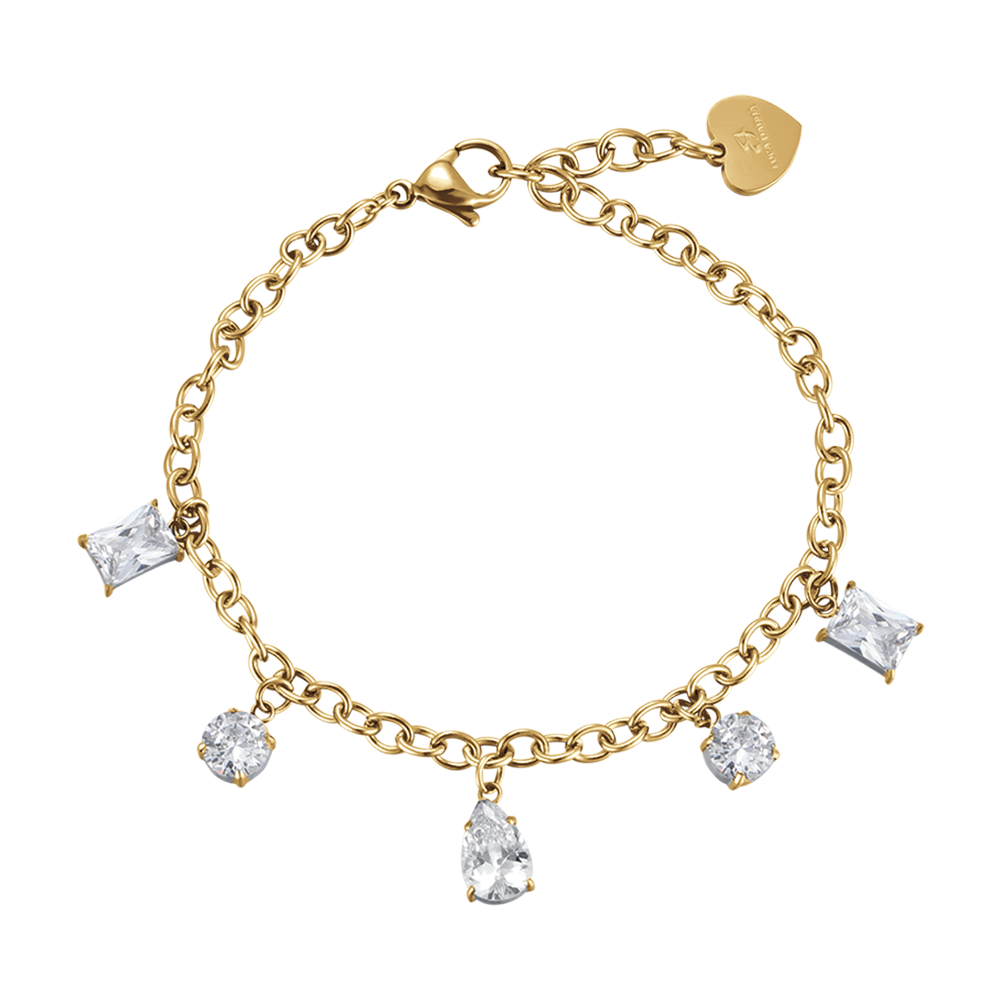 BRACCIALE DONNA IN ACCIAIO IP GOLD CON CRISTALLI BIANCHI