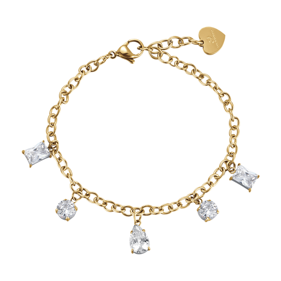 BRACCIALE DONNA IN ACCIAIO IP GOLD CON CRISTALLI BIANCHI