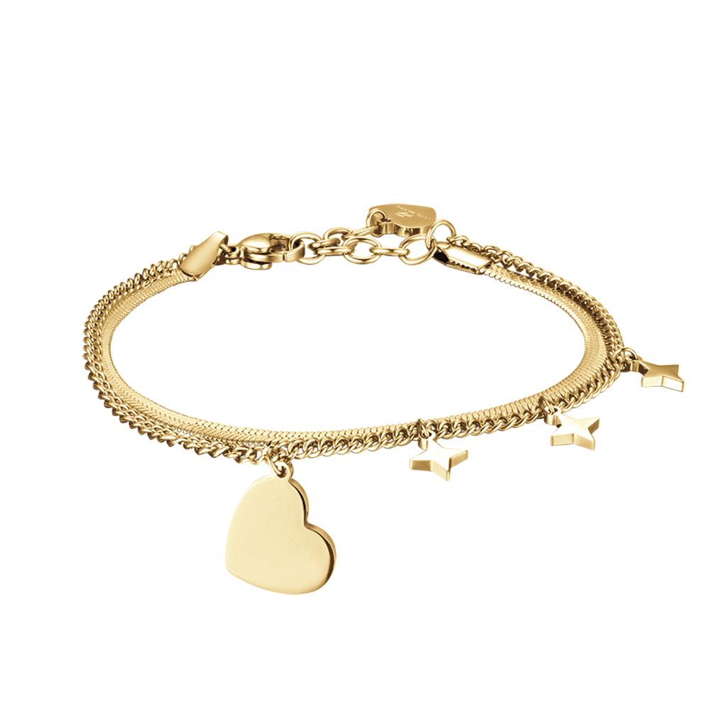 BRACCIALE DONNA IN ACCIAIO IP GOLD CON CUORE