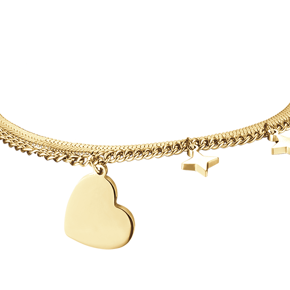 BRACCIALE DONNA IN ACCIAIO IP GOLD CON CUORE