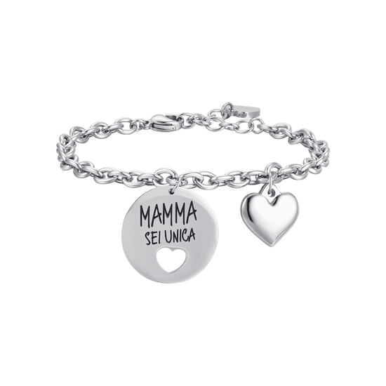 BRACCIALE DONNA IN ACCIAIO "MAMMA SEI UNICA" Luca Barra