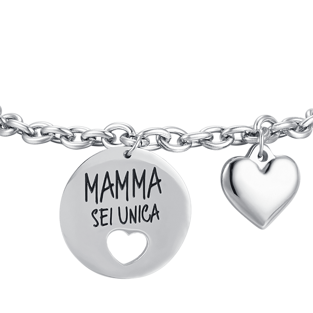 BRACCIALE DONNA IN ACCIAIO "MAMMA SEI UNICA"