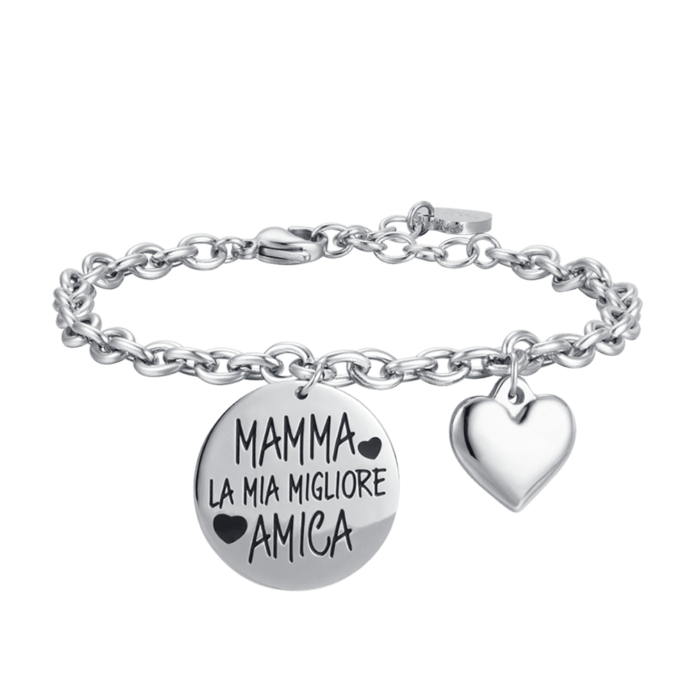 BRACCIALE DONNA IN ACCIAIO MAMMA SEI LA MIA MIGLIORE AMICA Luca Barra