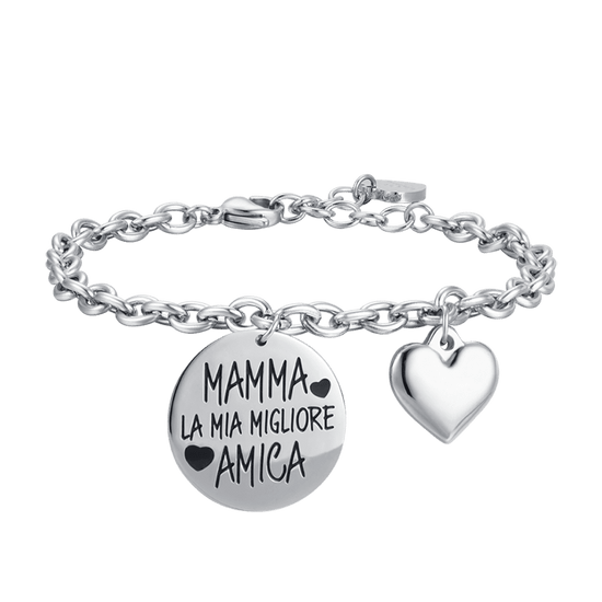 BRACCIALE DONNA IN ACCIAIO MAMMA SEI LA MIA MIGLIORE AMICA