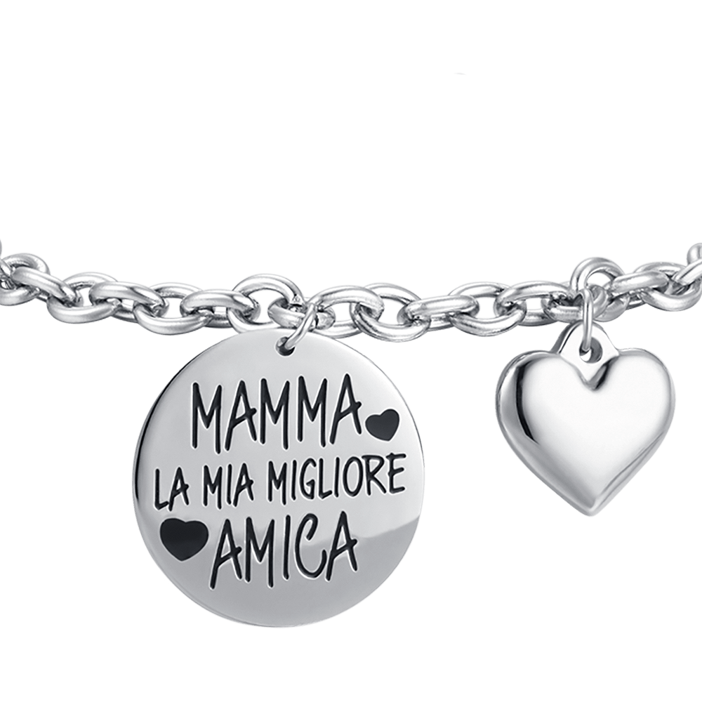 BRACCIALE DONNA IN ACCIAIO MAMMA SEI LA MIA MIGLIORE AMICA