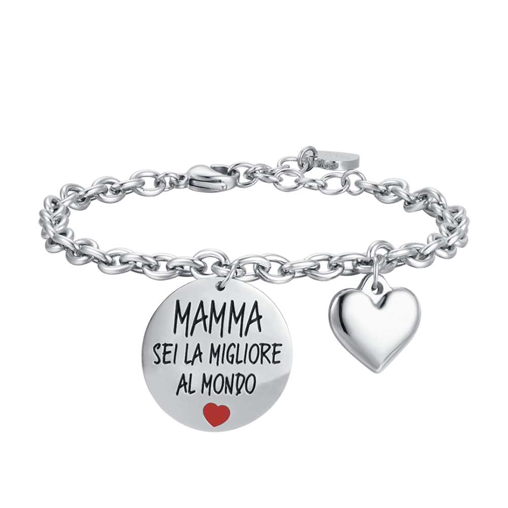 BRACCIALE DONNA IN ACCIAIO MAMMA SEI LA MIGLIORE AL MONDO