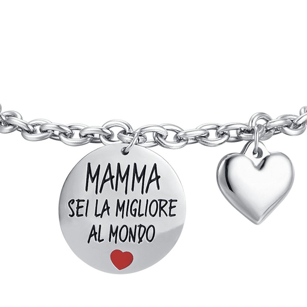 BRACCIALE DONNA IN ACCIAIO MAMMA SEI LA MIGLIORE AL MONDO