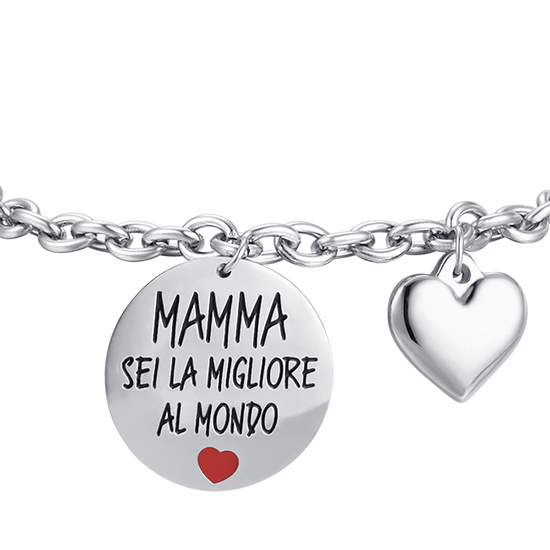 BRACCIALE DONNA IN ACCIAIO MAMMA SEI LA MIGLIORE AL MONDO