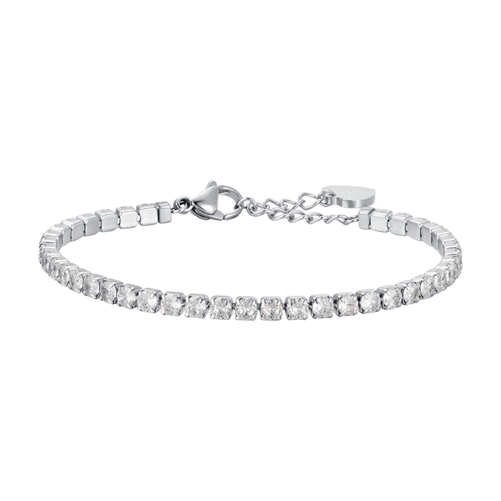 BRACCIALE TENNIS DONNA IN ACCIAIO CON CRISTALLI BIANCHI Luca Barra