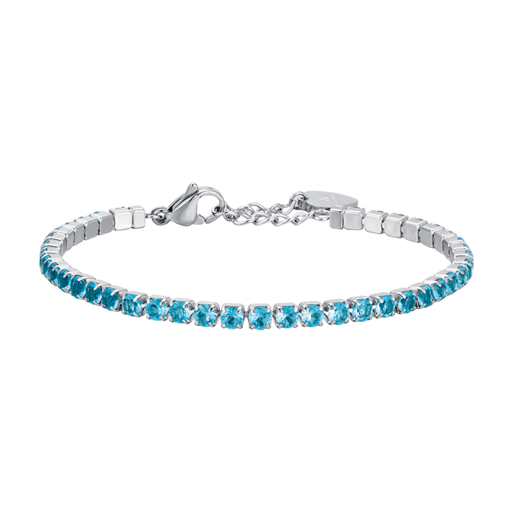 BRACCIALE TENNIS DONNA IN ACCIAIO CON CRISTALLI AZZURRI Luca Barra