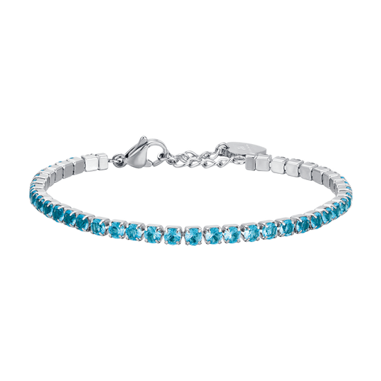 BRACCIALE TENNIS DONNA IN ACCIAIO CON CRISTALLI AZZURRI Luca Barra