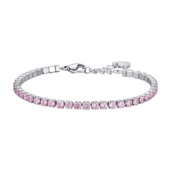 BRACCIALE TENNIS DONNA IN ACCIAIO CON CRISTALLI ROSA Luca Barra