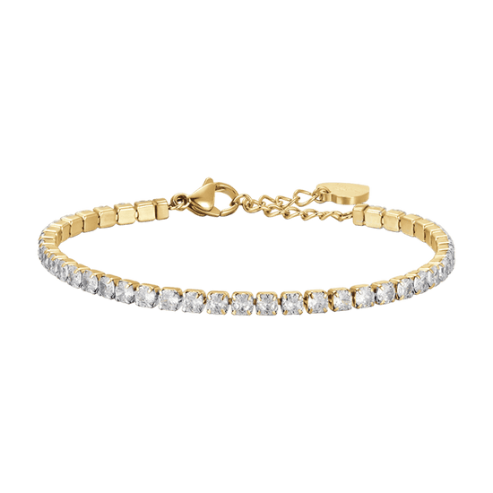 BRACCIALE TENNIS DONNA IN ACCIAIO IP GOLD CON CRISTALLI BIANCHI Luca Barra