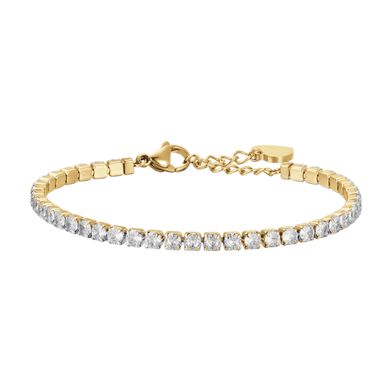 BRACCIALE TENNIS DONNA IN ACCIAIO IP GOLD CON CRISTALLI BIANCHI