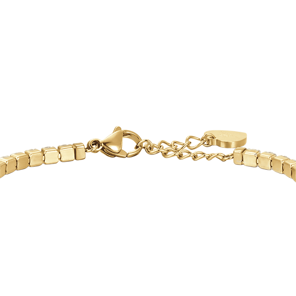 BRACCIALE TENNIS DONNA IN ACCIAIO IP GOLD CON CRISTALLI BIANCHI Luca Barra