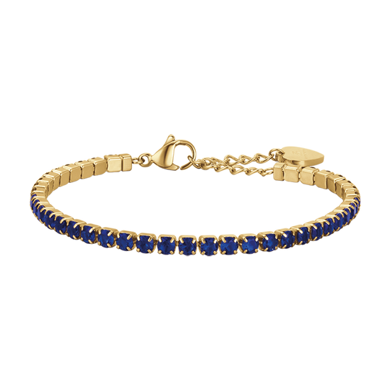 BRACCIALE TENNIS DONNAIN ACCIAIO IP GOLD CON CRISTALLI BLU