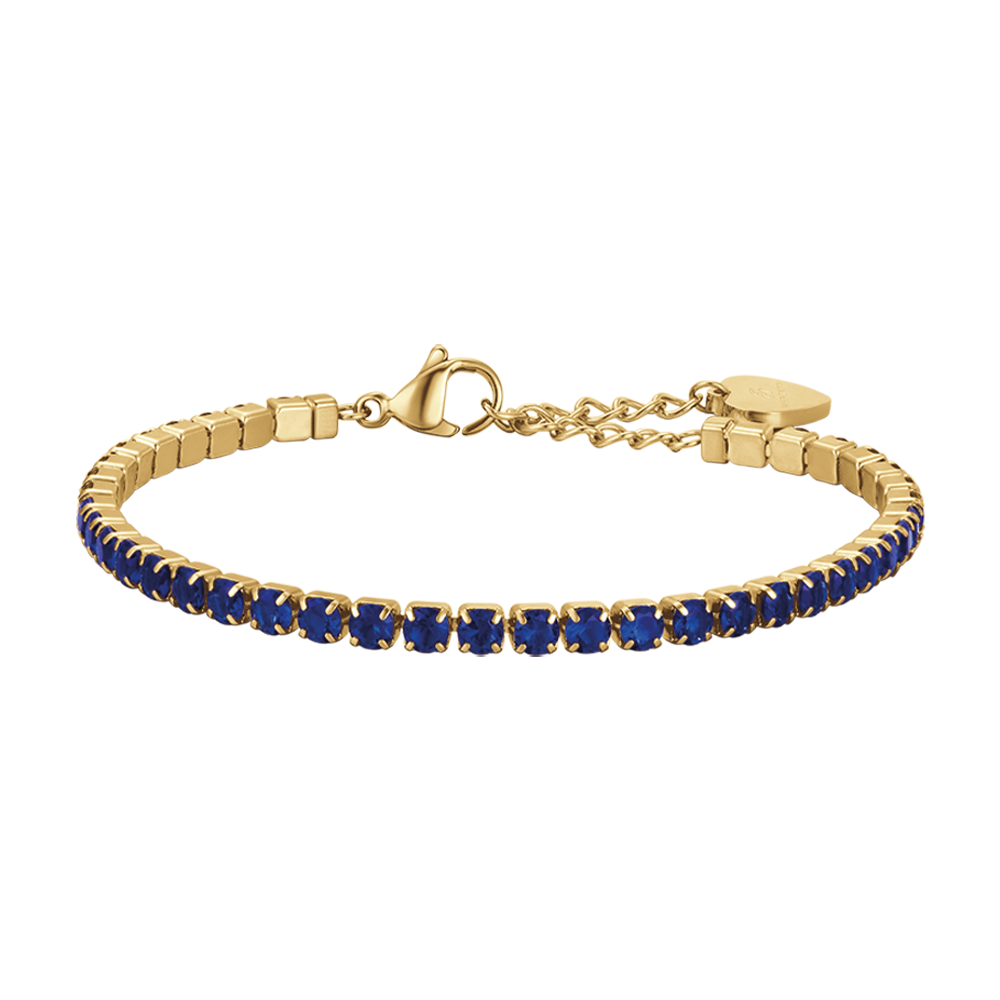 BRACCIALE TENNIS DONNAIN ACCIAIO IP GOLD CON CRISTALLI BLU