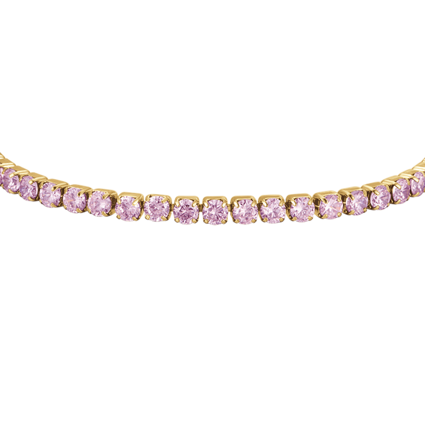 BRACCIALE TENNIS DONNA IN ACCIAIO IP GOLD CON CRISTALLI ROSA Luca Barra