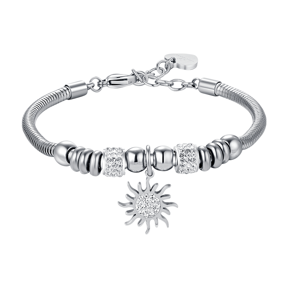 BRACCIALE DONNA IN ACCIAIO CON SOLE CON CRISTALLI BIANCHI