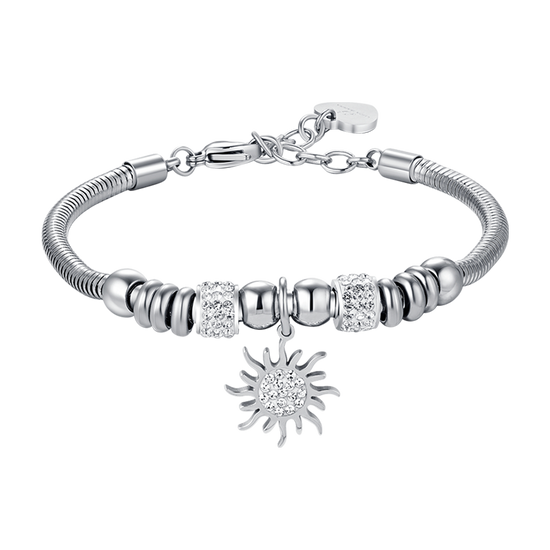 BRACCIALE DONNA IN ACCIAIO CON SOLE CON CRISTALLI BIANCHI