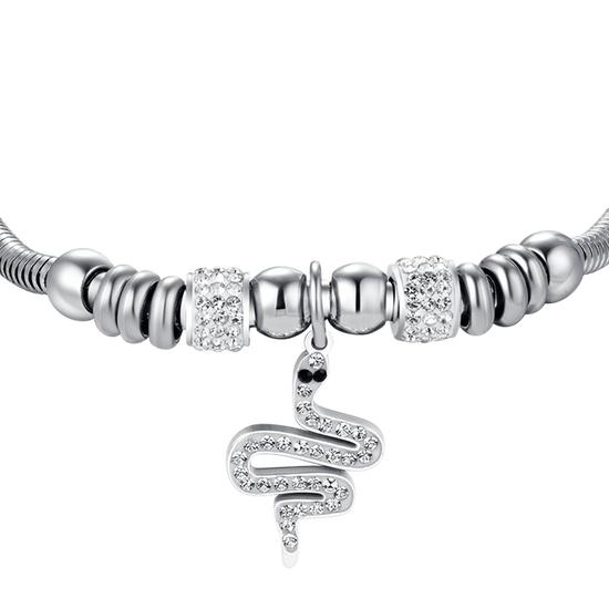 BRACCIALE DONNA IN ACCIAIO CON SERPENTE CON CRISTALLI BIANCHI