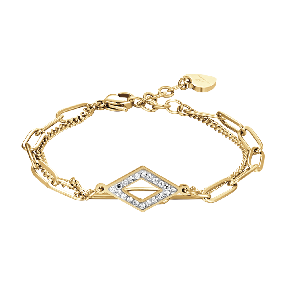 BRACCIALE DONNA IN ACCIAIO IP GOLD CON CRISTALLI BIANCHI Luca Barra